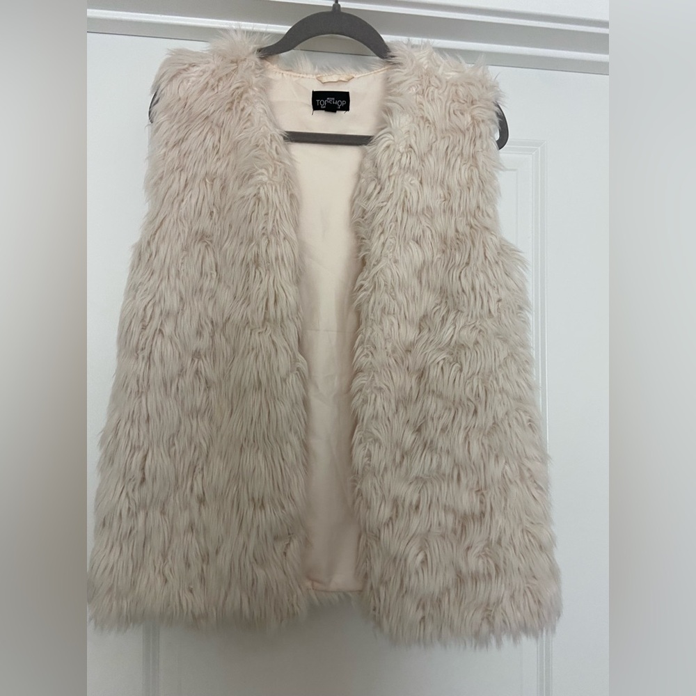 Topshop Cream Faux Fur Vest
